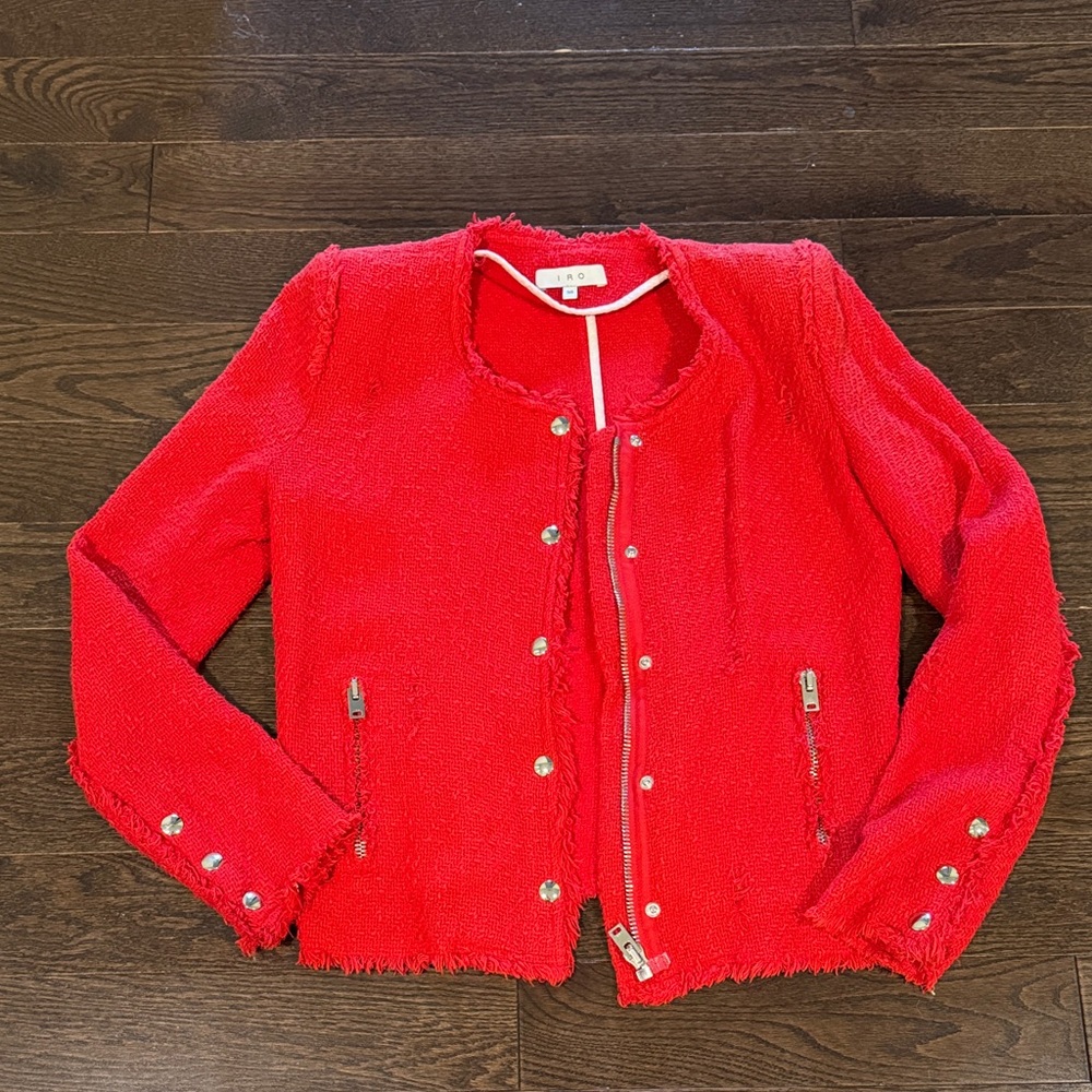 IRO Vibrant Red Jacket with Silver Accents